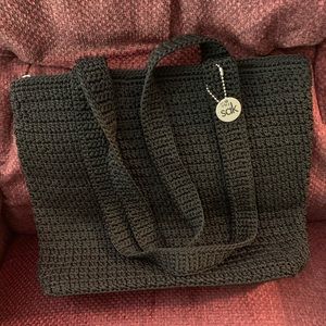 Traditional medium crochet Sak black bag.